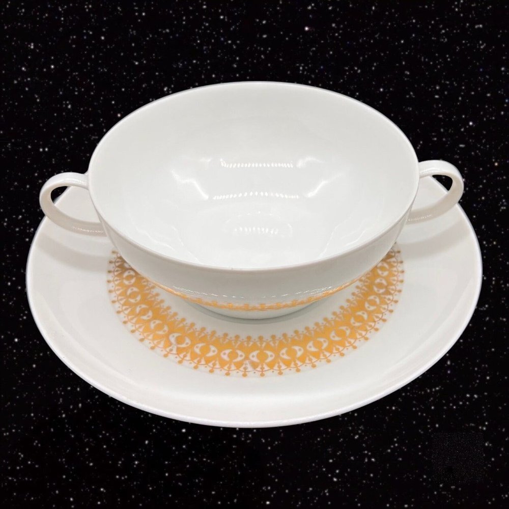 Thomas Bavaria Teacup Saucer Two Handled Under Plate Gold Decor 2.25”T 4”W 6.75”